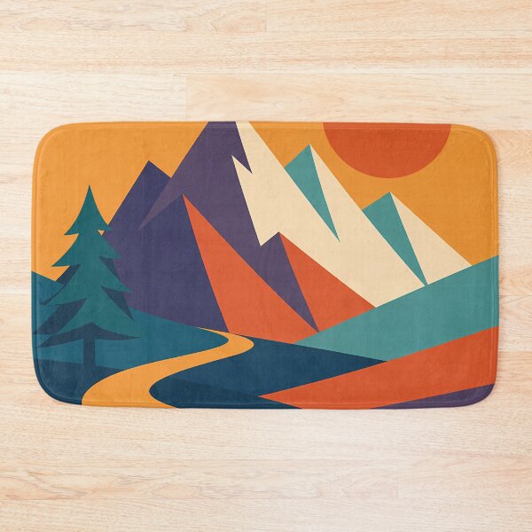 Item preview, Geometric Mountain Peaks with Sun and Winding River designed and sold by InkSmithery.