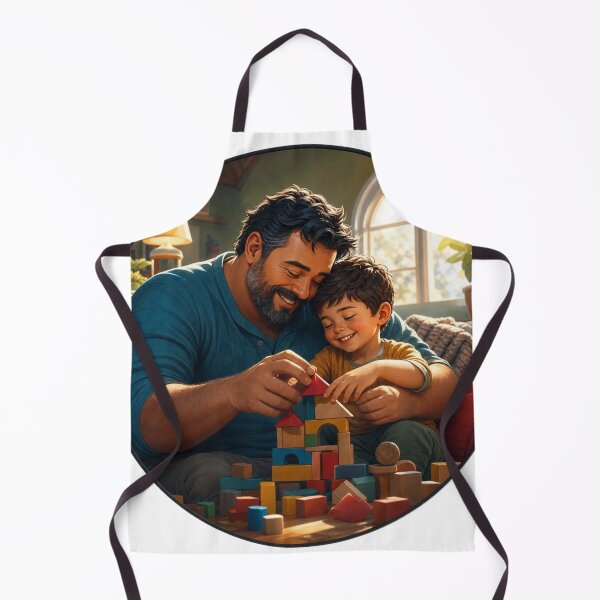 Item preview, Father and Son Playing Blocks Cosy Family Art designed and sold by InkNovaLab.