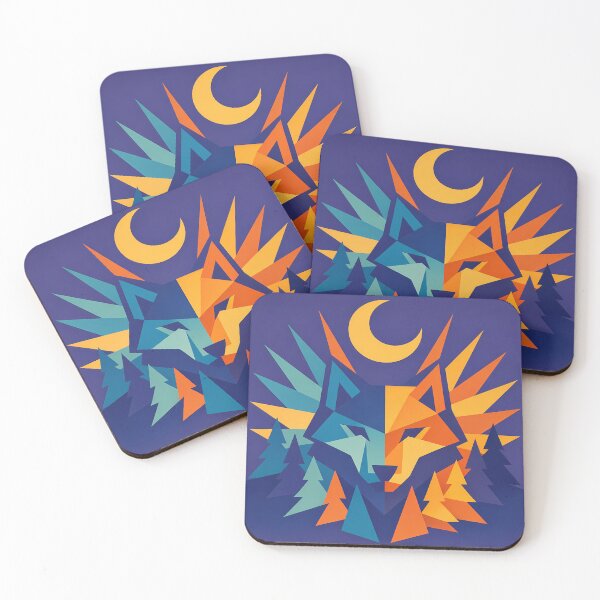 Item preview, Geometric Wolf Totem with Moonlit Forest designed and sold by InkSmithery.