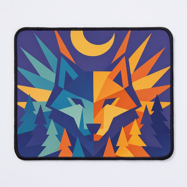 Item preview, Geometric Wolf Totem with Moonlit Forest designed and sold by InkSmithery.