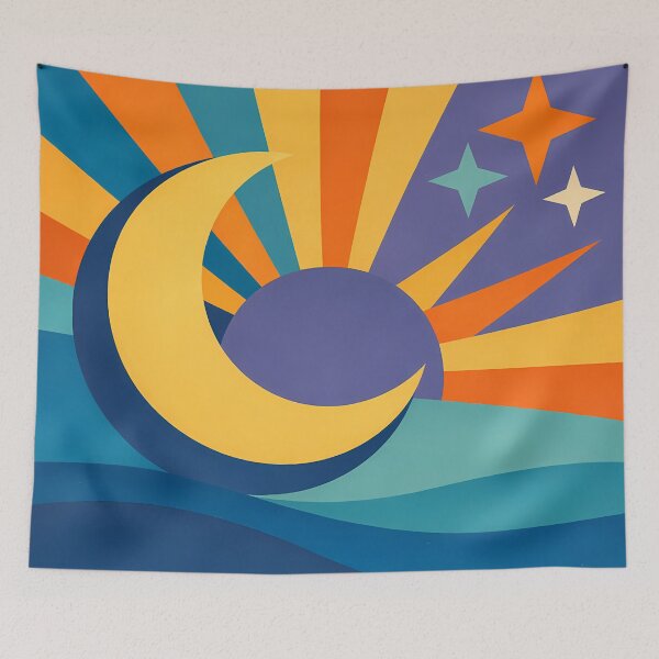 Item preview, Celestial Crescent Moon and Starburst Rays designed and sold by InkSmithery.