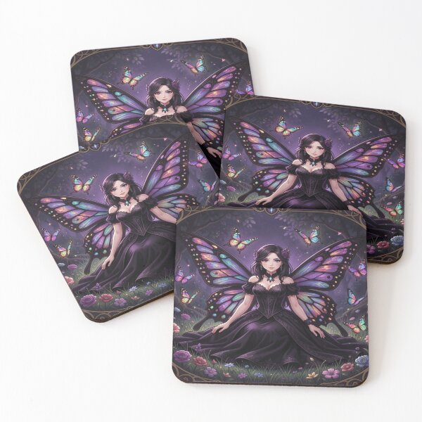 Item preview, Gothic Butterfly Fairy in a mystical forest scene full of light, magic and delicate fantasy energy designed and sold by FotoworldEdel.