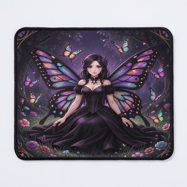 Item preview, Gothic Butterfly Fairy in a mystical forest scene full of light, magic and delicate fantasy energy designed and sold by FotoworldEdel.