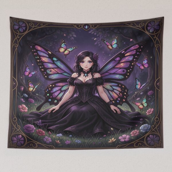 Item preview, Gothic Butterfly Fairy in a mystical forest scene full of light, magic and delicate fantasy energy designed and sold by FotoworldEdel.