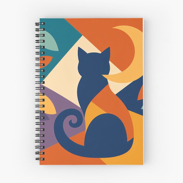 Item preview, Colour Block Night Cat with Crescent Moon designed and sold by InkSmithery.