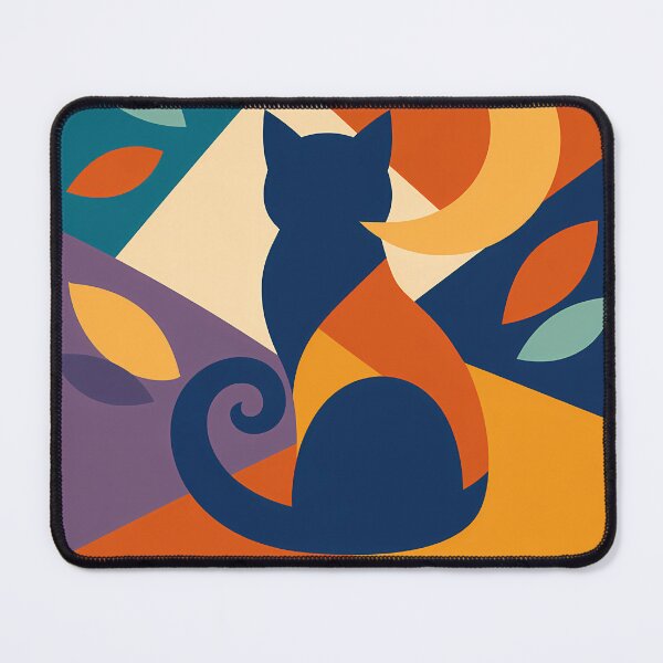 Item preview, Colour Block Night Cat with Crescent Moon designed and sold by InkSmithery.