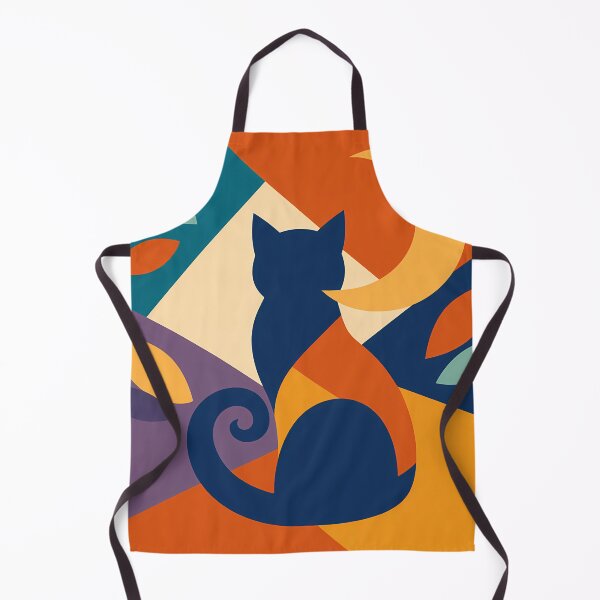 Item preview, Colour Block Night Cat with Crescent Moon designed and sold by InkSmithery.