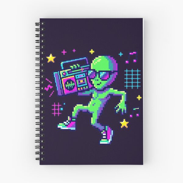 Item preview, Retro Neon Alien with Boombox – Pixel Art Dance Vibes designed and sold by ChaosNest.