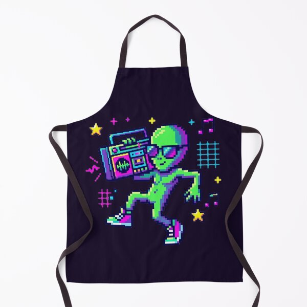 Item preview, Retro Neon Alien with Boombox – Pixel Art Dance Vibes designed and sold by ChaosNest.