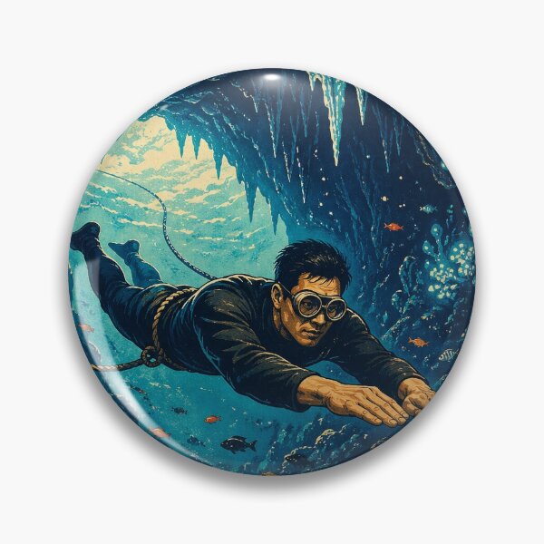 Item preview, KOREA HAENAM - Underwater Cave Explorer Jeju Island Retro Vintage Poster designed and sold by KOREA-HAENAM.