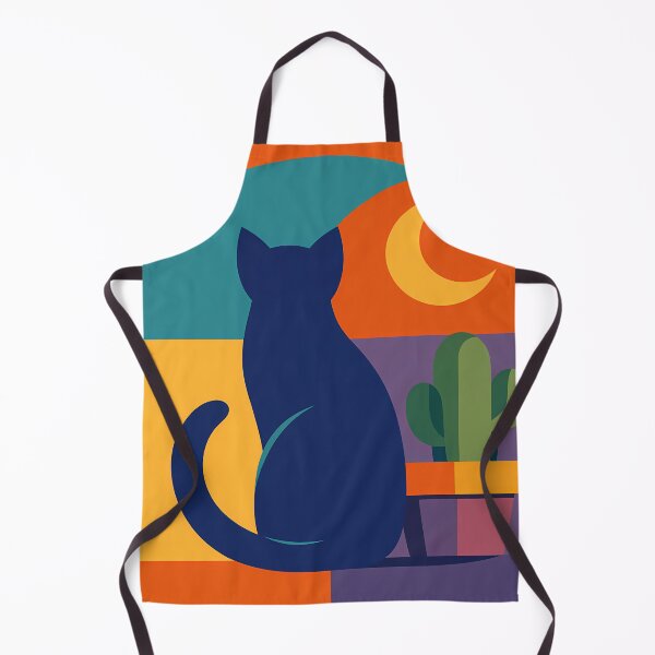 Item preview, Navy Cat with Cactus and Crescent Moon designed and sold by InkSmithery.