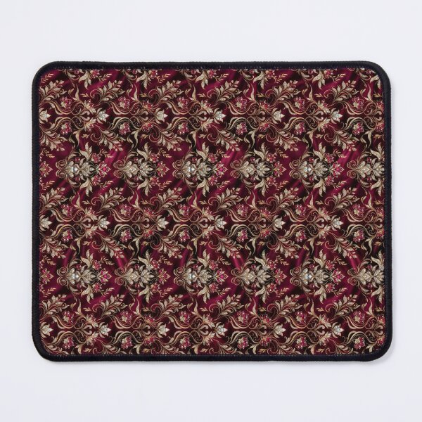 Item preview, Deep Maroon Satin with Jeweled Damask Filigree. designed and sold by KeerthiCuteFind.