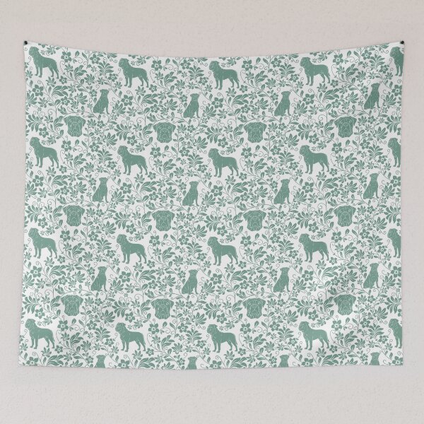 Item preview, Bullmastiff Floral Pattern | Strong Dog Botanical Aesthetic in Teal designed and sold by WildLakePatterns.