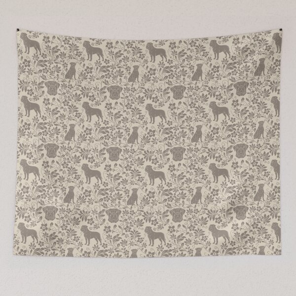 Item preview, Bullmastiff Floral Pattern | Strong Dog Botanical Aesthetic in Sepia designed and sold by WildLakePatterns.