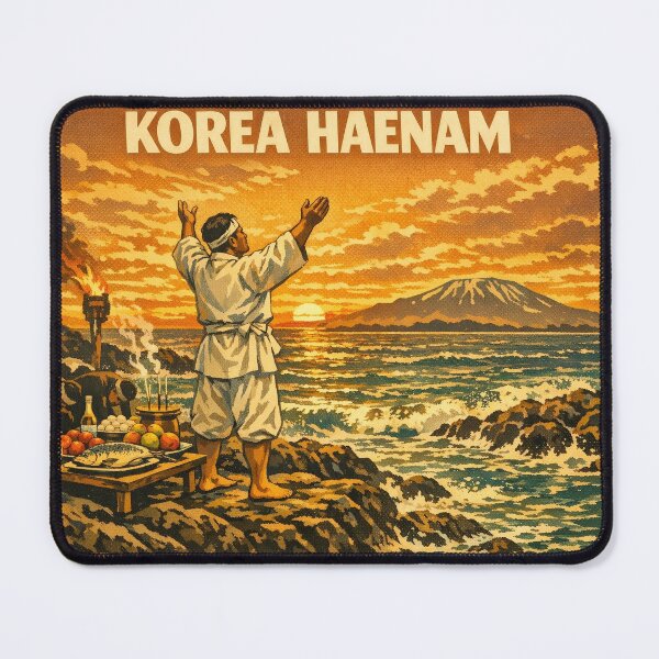 Item preview, KOREA HAENAM - Sea Prayer Ritual Sunset Jeju Island Hallasan Retro Vintage Poster designed and sold by KOREA-HAENAM.