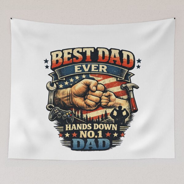 Item preview, Best dad ever - Patriotic -  hands down number one dad designed and sold by Teacuppupdesign.