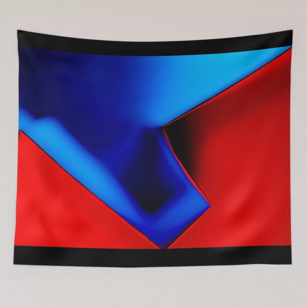 Item preview, Electric Blue & Fire Red Abstract - Modern Minimalist Geometric Art designed and sold by AbulailArt.
