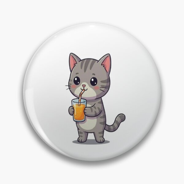 Item preview, Cute Grey Cat Drinking Juice designed and sold by Ella_Sketch.