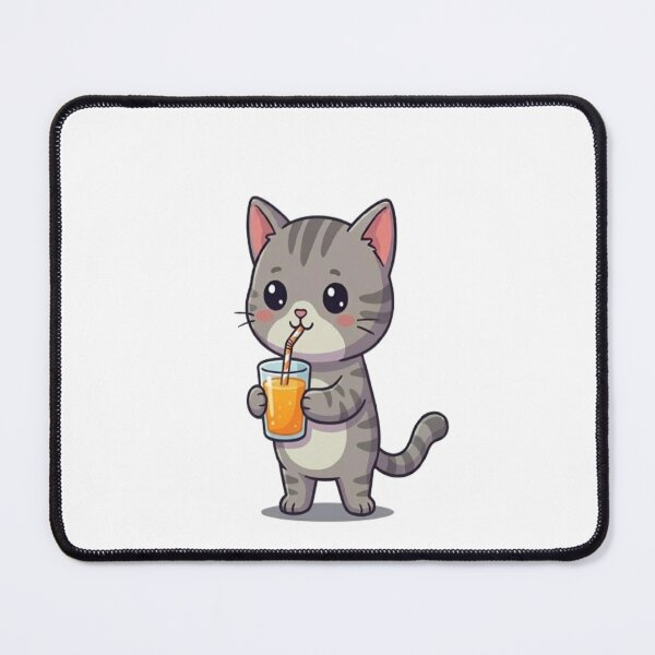Item preview, Cute Grey Cat Drinking Juice designed and sold by Ella_Sketch.