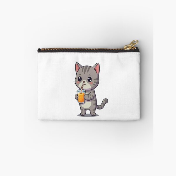 Item preview, Cute Grey Cat Drinking Juice designed and sold by Ella_Sketch.