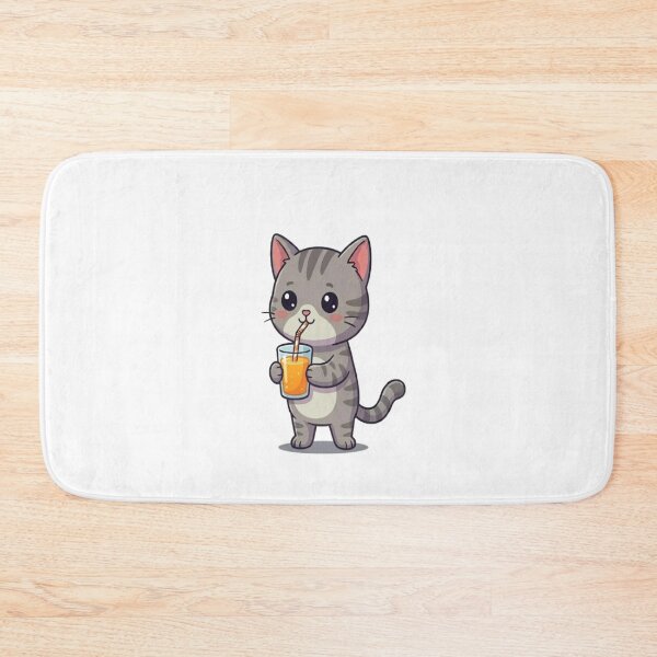 Item preview, Cute Grey Cat Drinking Juice designed and sold by Ella_Sketch.
