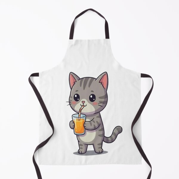 Item preview, Cute Grey Cat Drinking Juice designed and sold by Ella_Sketch.