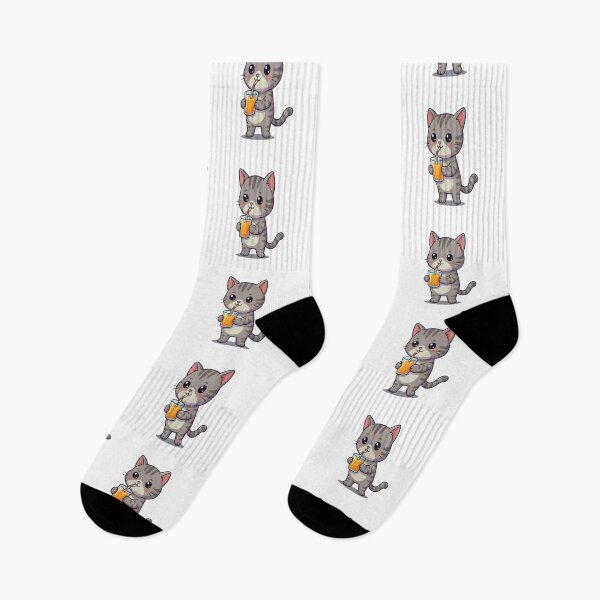 Item preview, Cute Grey Cat Drinking Juice designed and sold by Ella_Sketch.