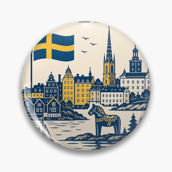 Item preview, Sweden Badge  designed and sold by PamLeeDesign.
