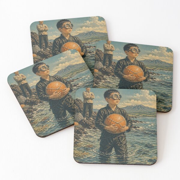 Item preview, KOREA HAENAM - Young Boy Learning First Dive Elder Watching Jeju Island Retro Vintage Poster designed and sold by KOREA-HAENAM.