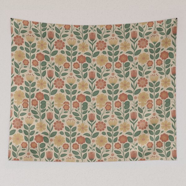 Item preview, Retro Botanical Garden Pattern - Mid Century Modern William Morris Floral designed and sold by Tamas Das.