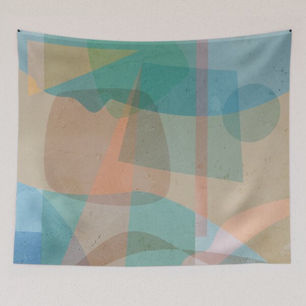 Item preview, Abstract geometrical pattern in sea blue colours designed and sold by korasi.