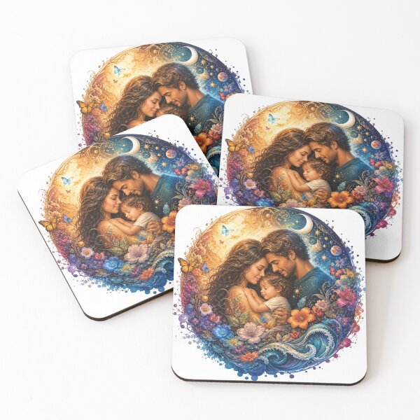 Item preview, Cosmic Family Moon Ocean Floral Art designed and sold by InkNovaLab.