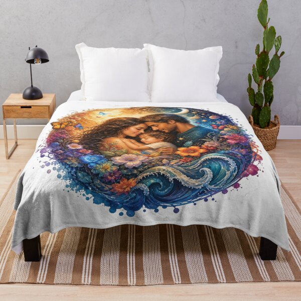 Item preview, Cosmic Family Moon Ocean Floral Art designed and sold by InkNovaLab.