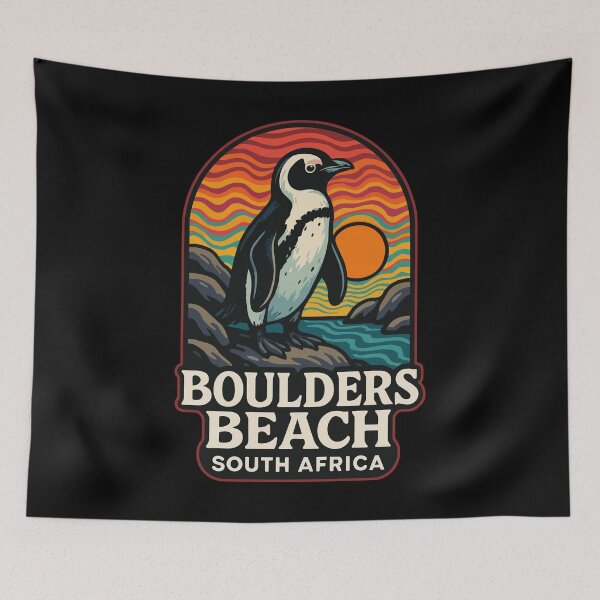 Item preview, Boulders Beach South Africa Penguin Trippy Art Travel designed and sold by TomFrontierArt.