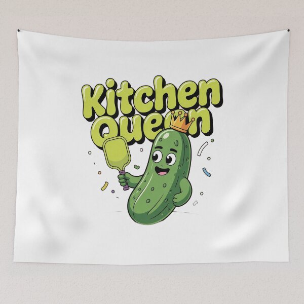 Item preview, Kitchen Queen Pickle Pickleball — Funny Cartoon T-Shirt designed and sold by ArthUpscale.