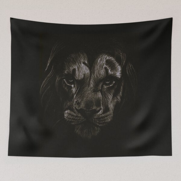 Item preview, Realistic Lion Face Frontal Dark Pencil Drawing Art designed and sold by silversketchh.