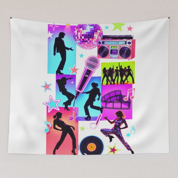 Item preview, Retro Disco Dance Neon Silhouette Vintage Pop Music designed and sold by ExploreAura Studio.