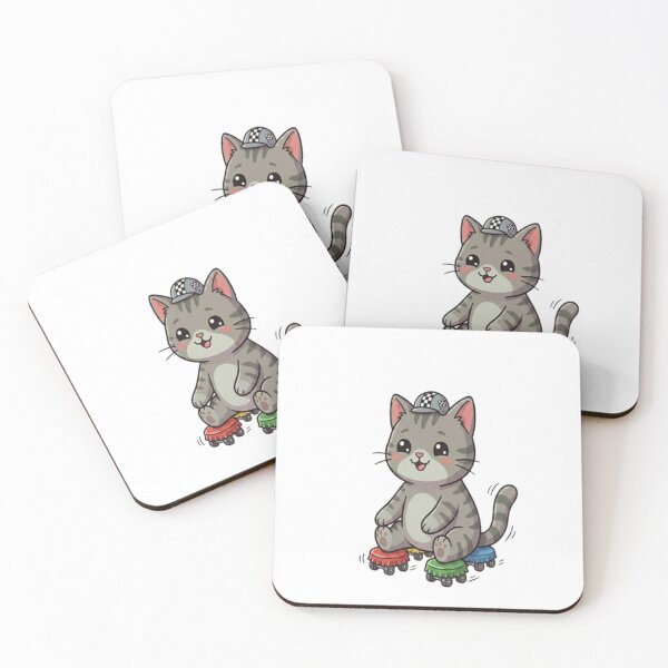 Item preview, Cute Grey Cat Roller Skating designed and sold by Ella_Sketch.