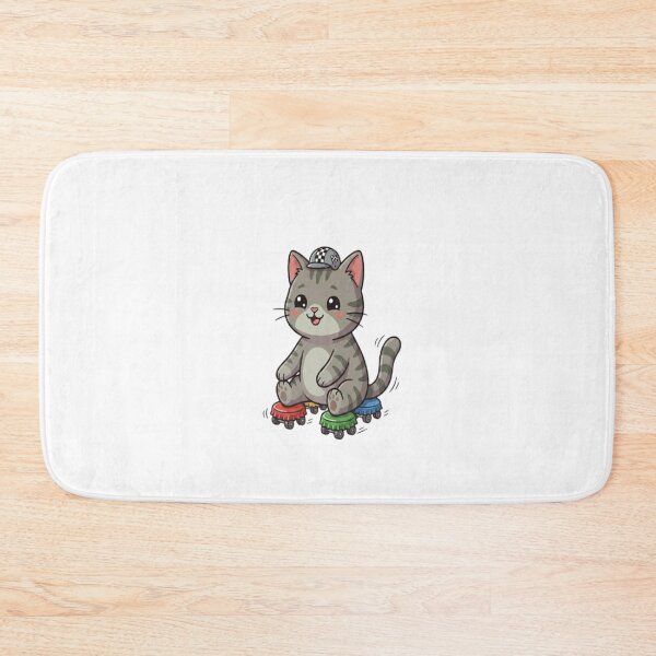 Item preview, Cute Grey Cat Roller Skating designed and sold by Ella_Sketch.
