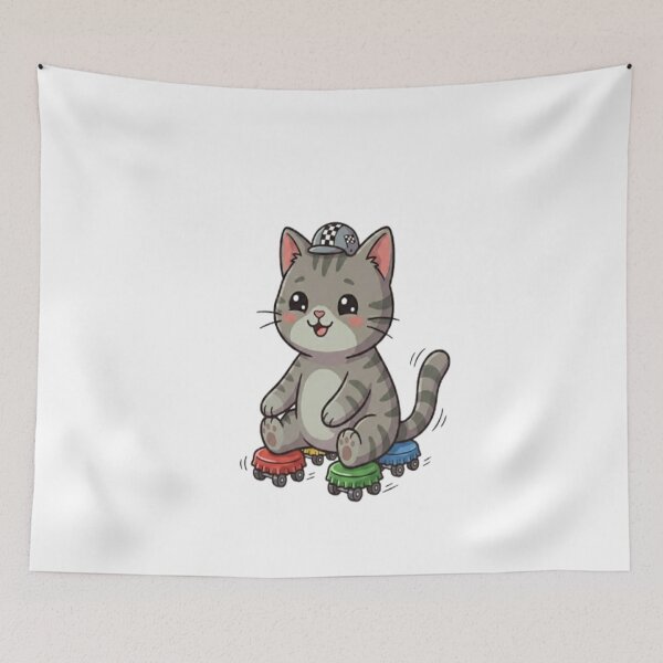 Item preview, Cute Grey Cat Roller Skating designed and sold by Ella_Sketch.