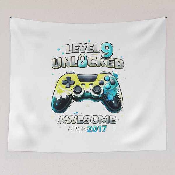 Item preview, Level 9 Unlocked Awesome Since 2017 Gamer Birthday designed and sold by OlyvieArt.