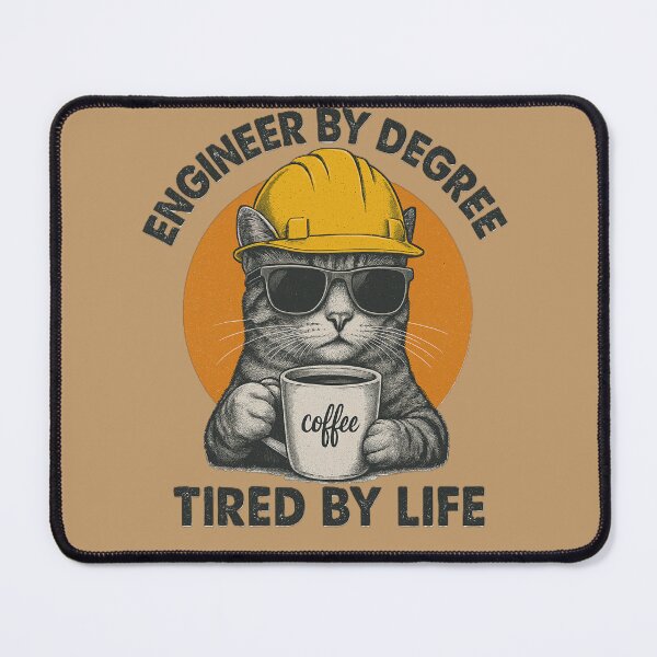 Item preview, Engineer By Degree Tired By Life Funny Cat Engineer Coffee Shirt designed and sold by Negisandeep studio.