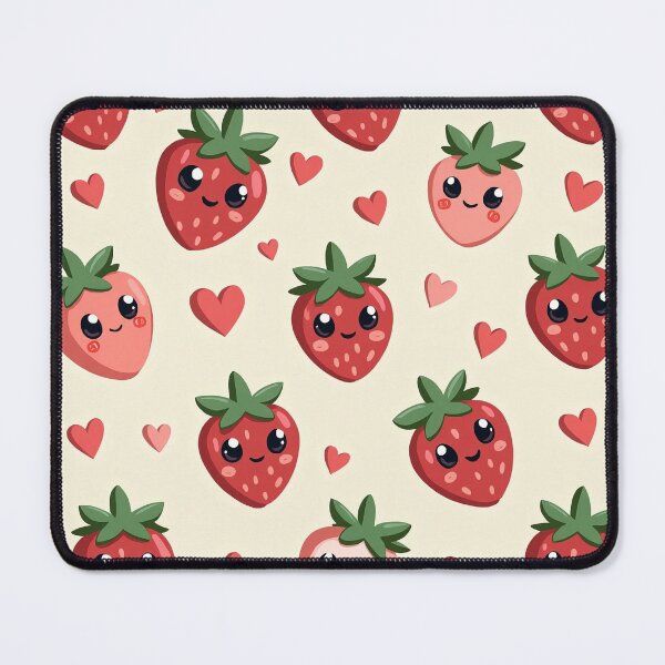 Item preview, Smiling Strawberry Cuties on Cream Cute Decor designed and sold by mittie101.