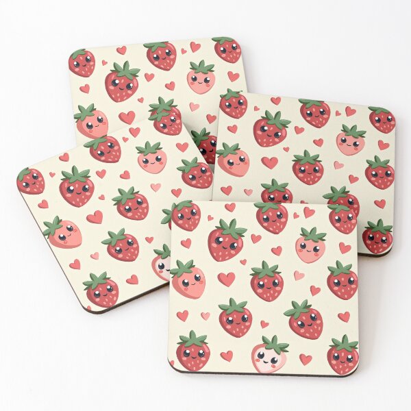 Item preview, Smiling Strawberry Cuties on Cream Cute Decor designed and sold by mittie101.