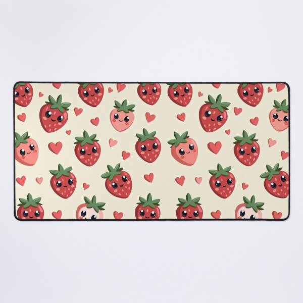 Item preview, Smiling Strawberry Cuties on Cream Cute Decor designed and sold by mittie101.