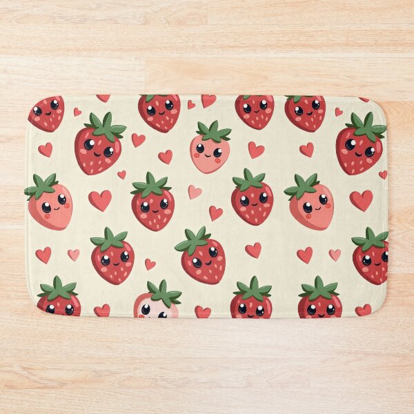 Item preview, Smiling Strawberry Cuties on Cream Cute Decor designed and sold by mittie101.