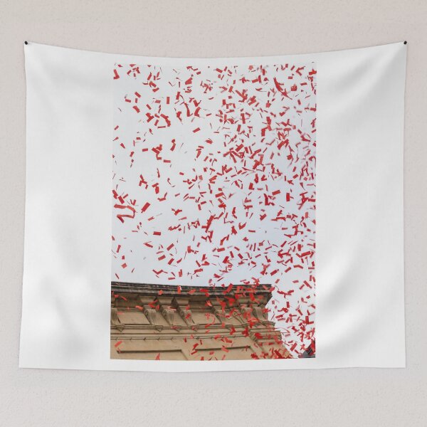 Item preview, Red Confetti Falling Over Historic Building designed and sold by Nmallia.