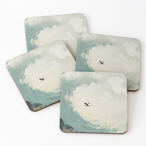 Item preview, Japanese Crane in Clouds Oil Painting - Vintage Zen Wall Art designed and sold by KJNihonDesigner.