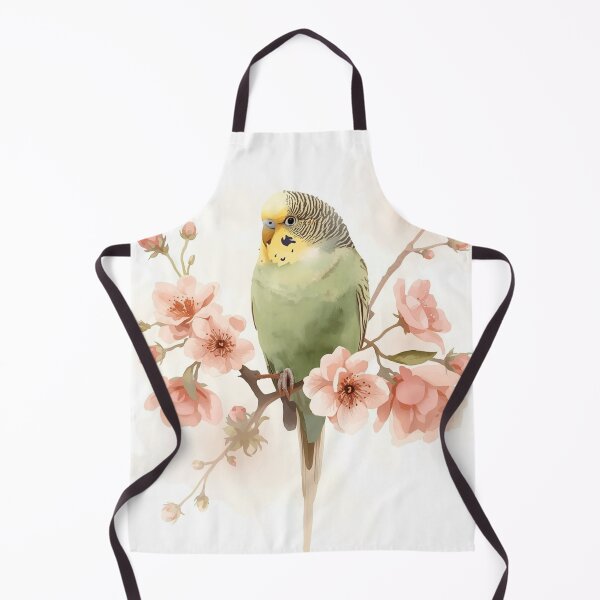 Item preview, Watercolor Budgerigar on Flowering Branch Fine Art designed and sold by Pink-Blossoms.