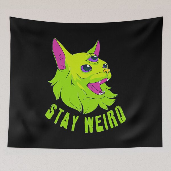 Item preview, Stay Weird — Neon Three Eyed Cat  designed and sold by R-A Designs.